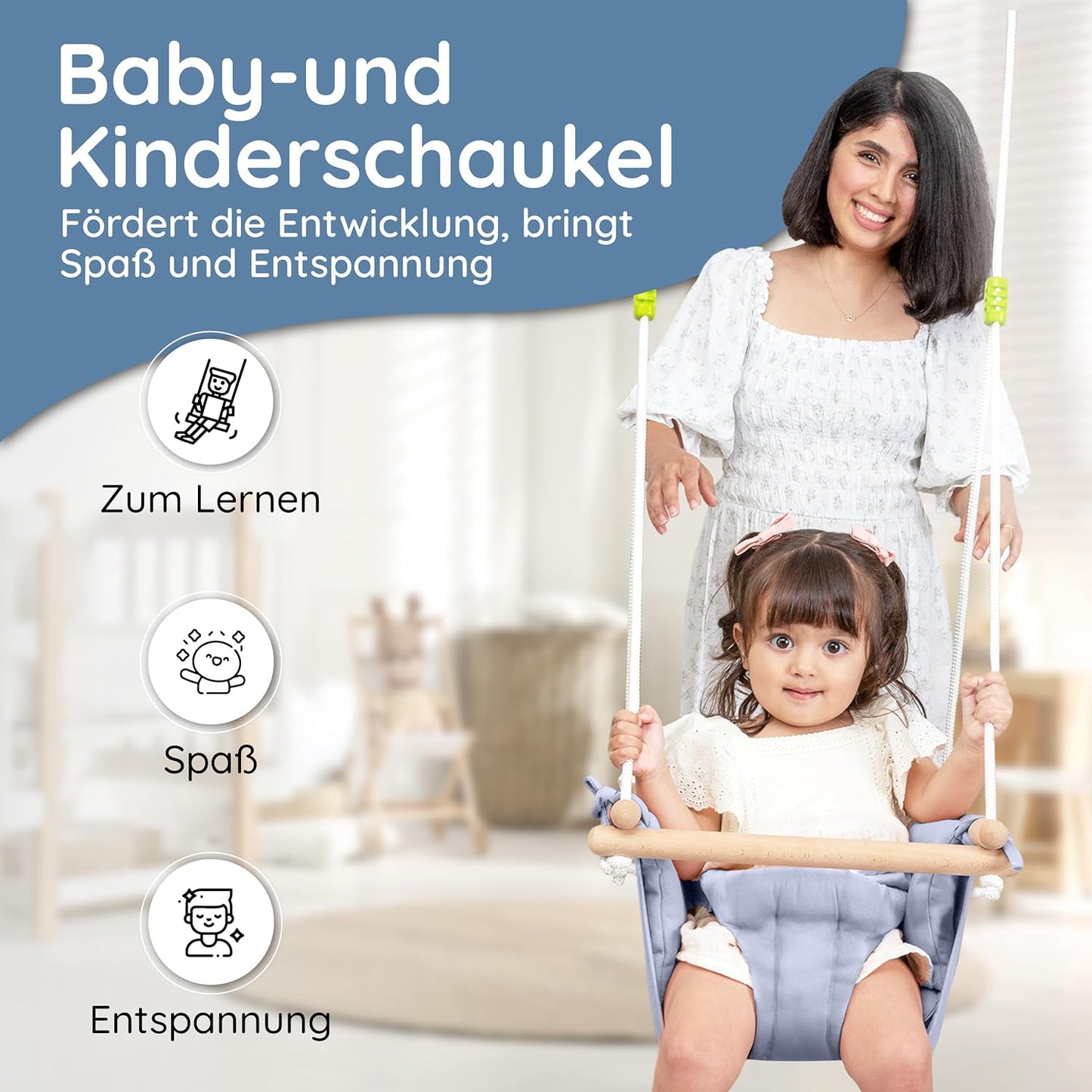 3 in 1 Baby- und Kinderschaukel, Blau