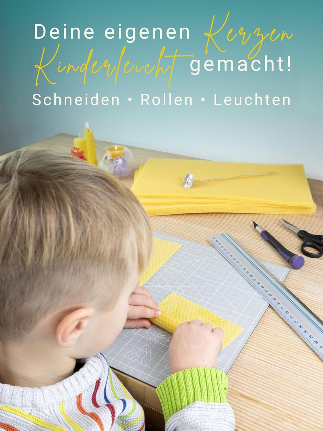 15 Stück Bienenwachsplatten für Kerzen, Gelb