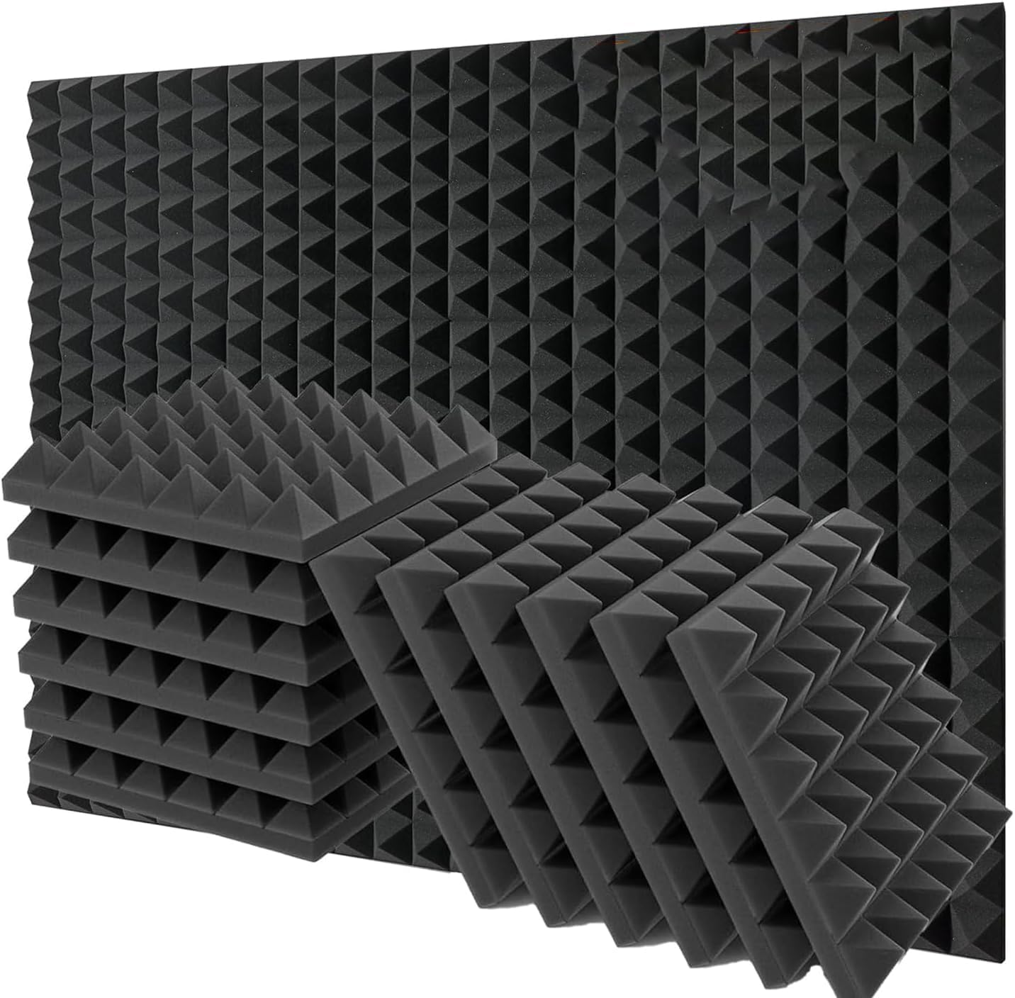 12er Set Akustikschaumstoff-Platten, 12 Pack Pyramide(30x30x5cm)