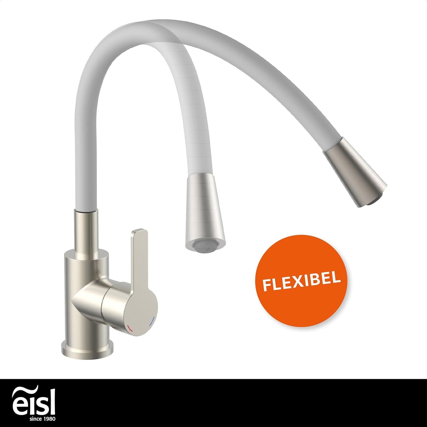 Flexible Spültischarmatur mit hohem Auslauf, Küche Edelstahloptik/Grau