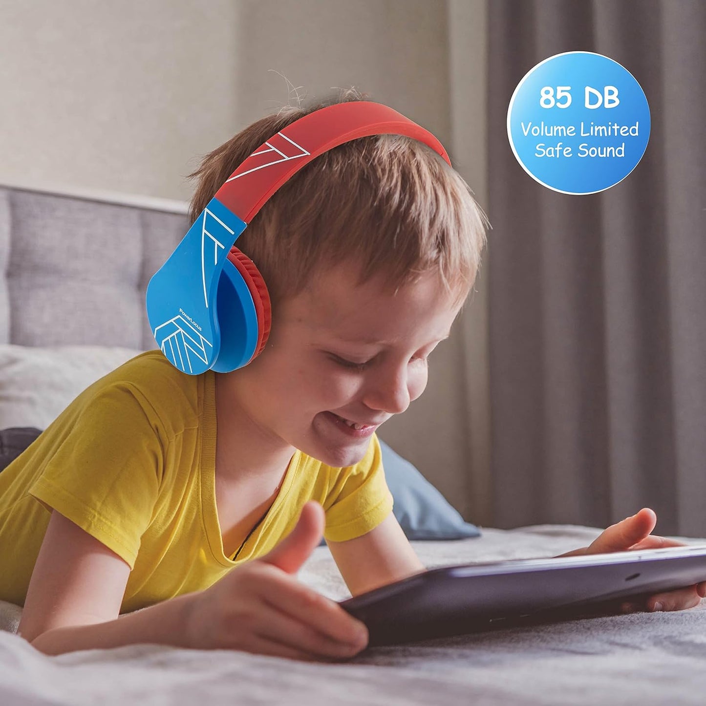 Bluetooth-Kinderkopfhörer mit Lautstärkebegrenzung, Blau/Rot