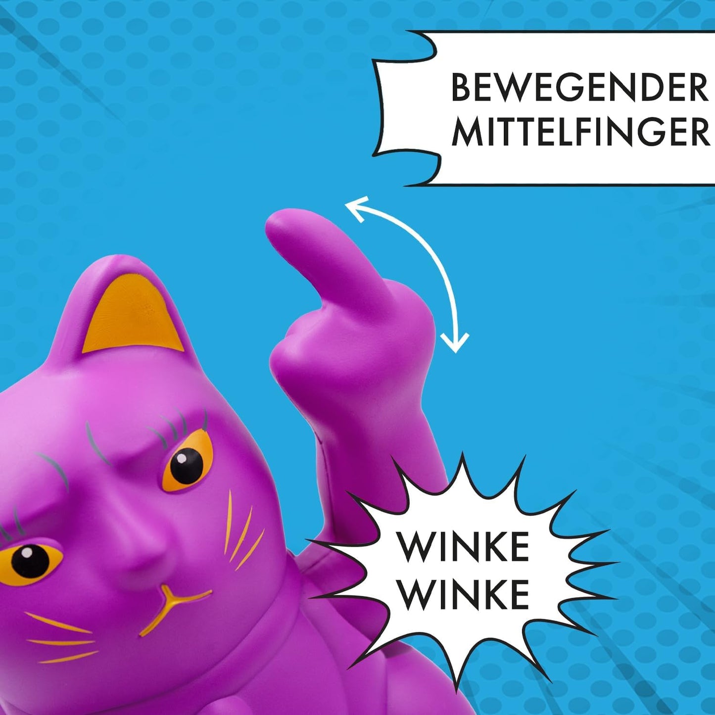 Winkekatze mit Mittelfinger, Lila