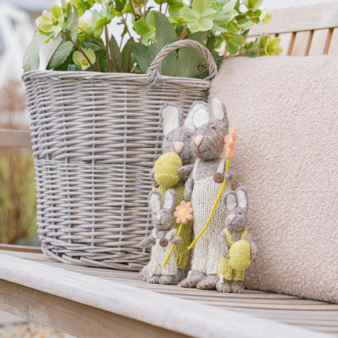Set mit 2 kleinen Hasen, Hasen | 2er Set mit Tasche & Osterei Gross (27cm) | Ostern