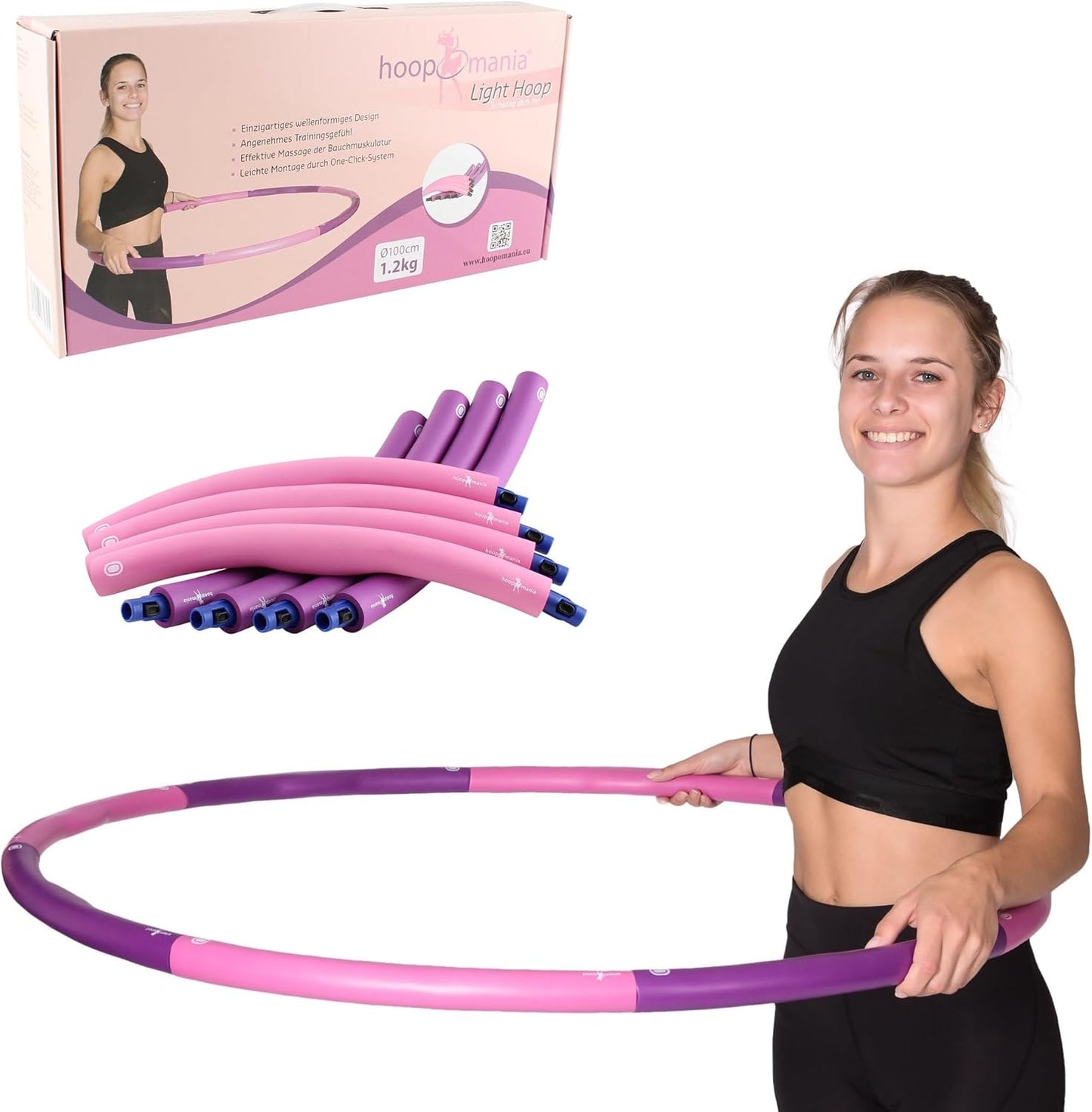 Hula Hoop Reifen, Light Hoop 1,2kg (pink, violett)