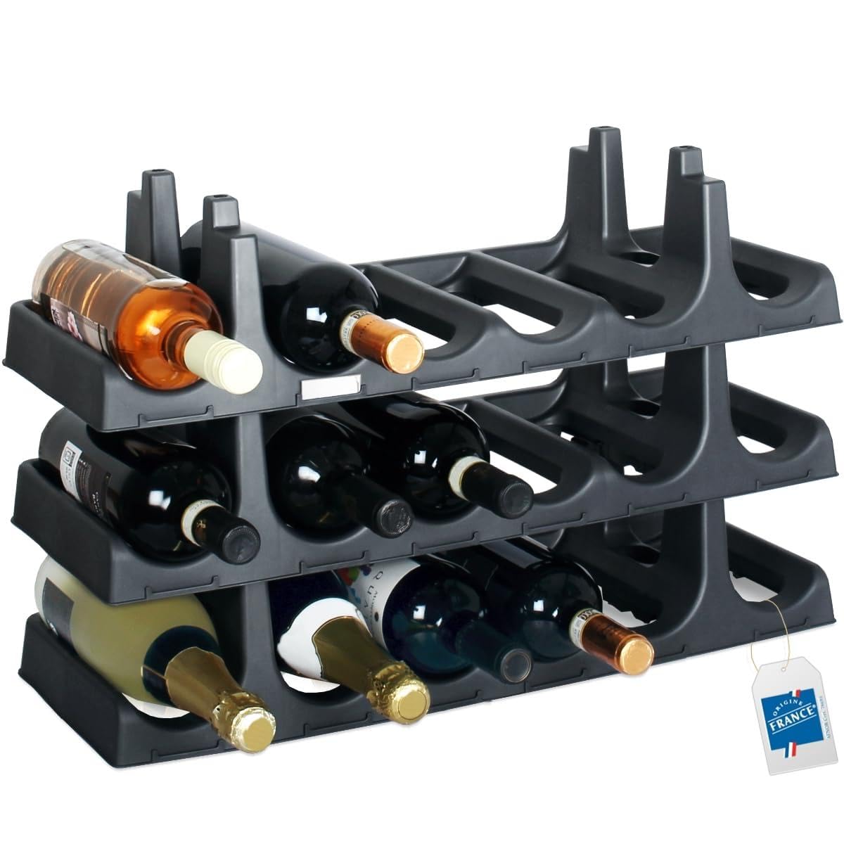 Stapelbares Weinregal für 18 Flaschen, Für 18 Flaschen