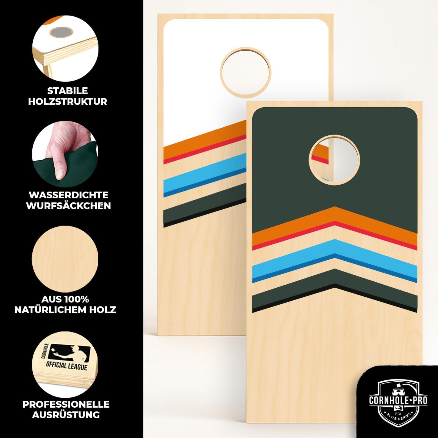 Cornhole-Spielset mit 2 Boards und 8 Säckchen, Cornhole aus Holz Mix