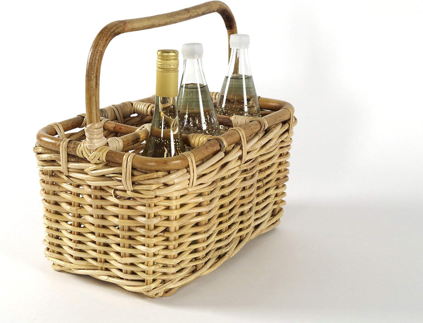 Flaschenträger aus Rattan für 6 Flaschen, Natur