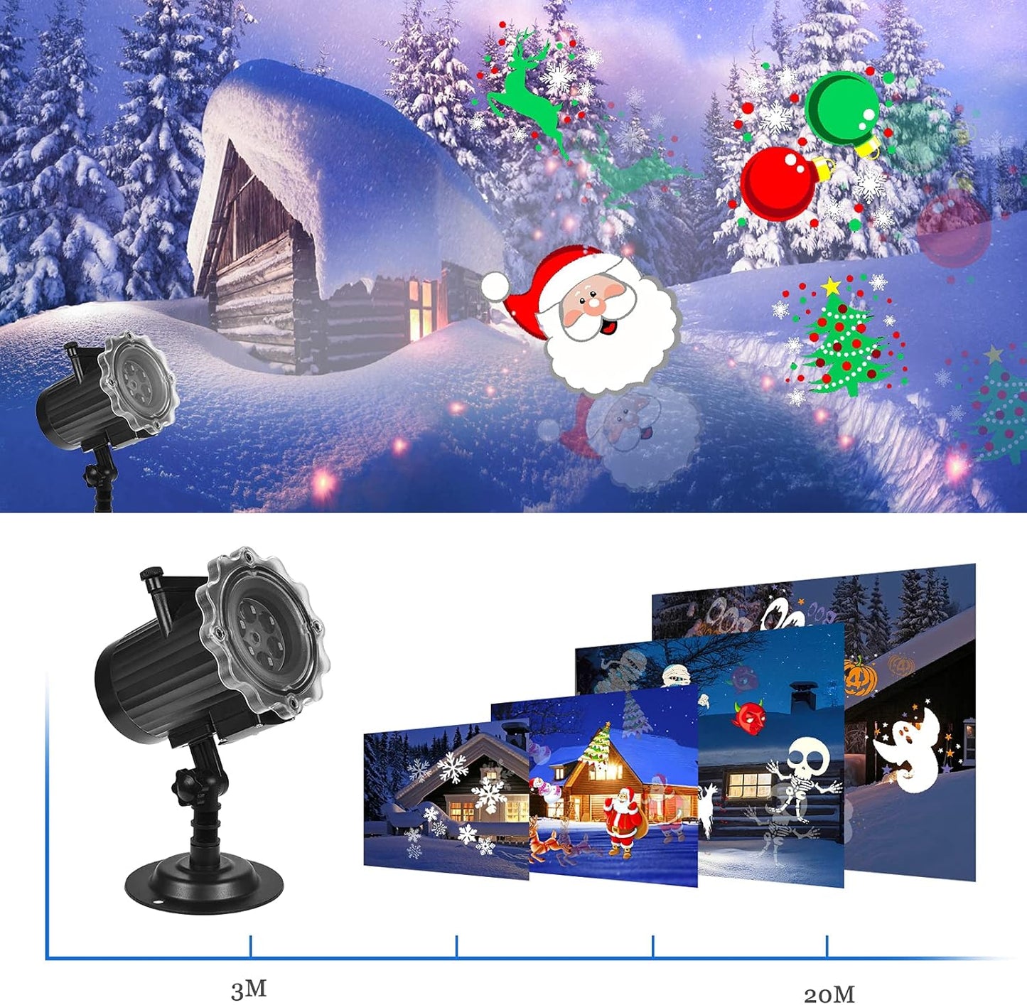Projektionslampe Halloween & Weihnachten