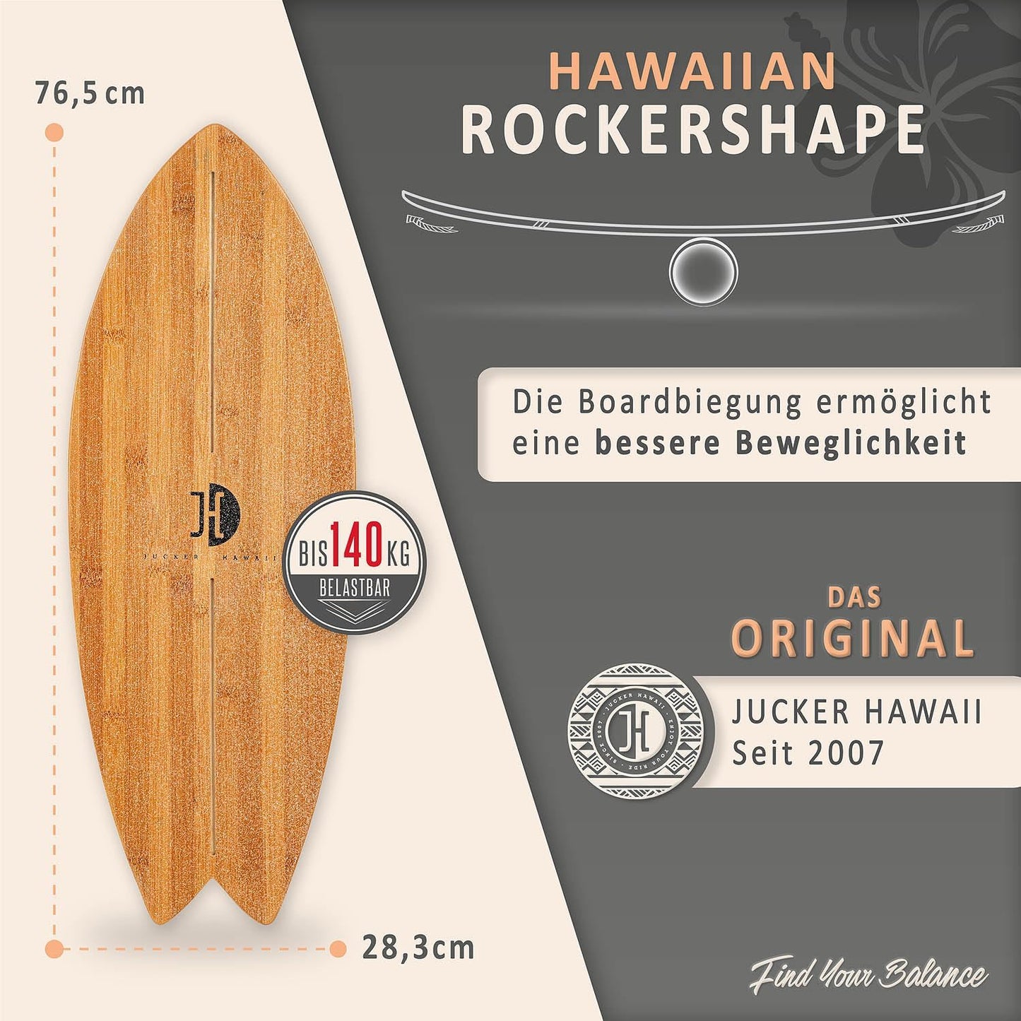 Balance Board mit Rolle und Korkhalbkugel, Bambus + Rolle + Korkhalbkugel + Matte