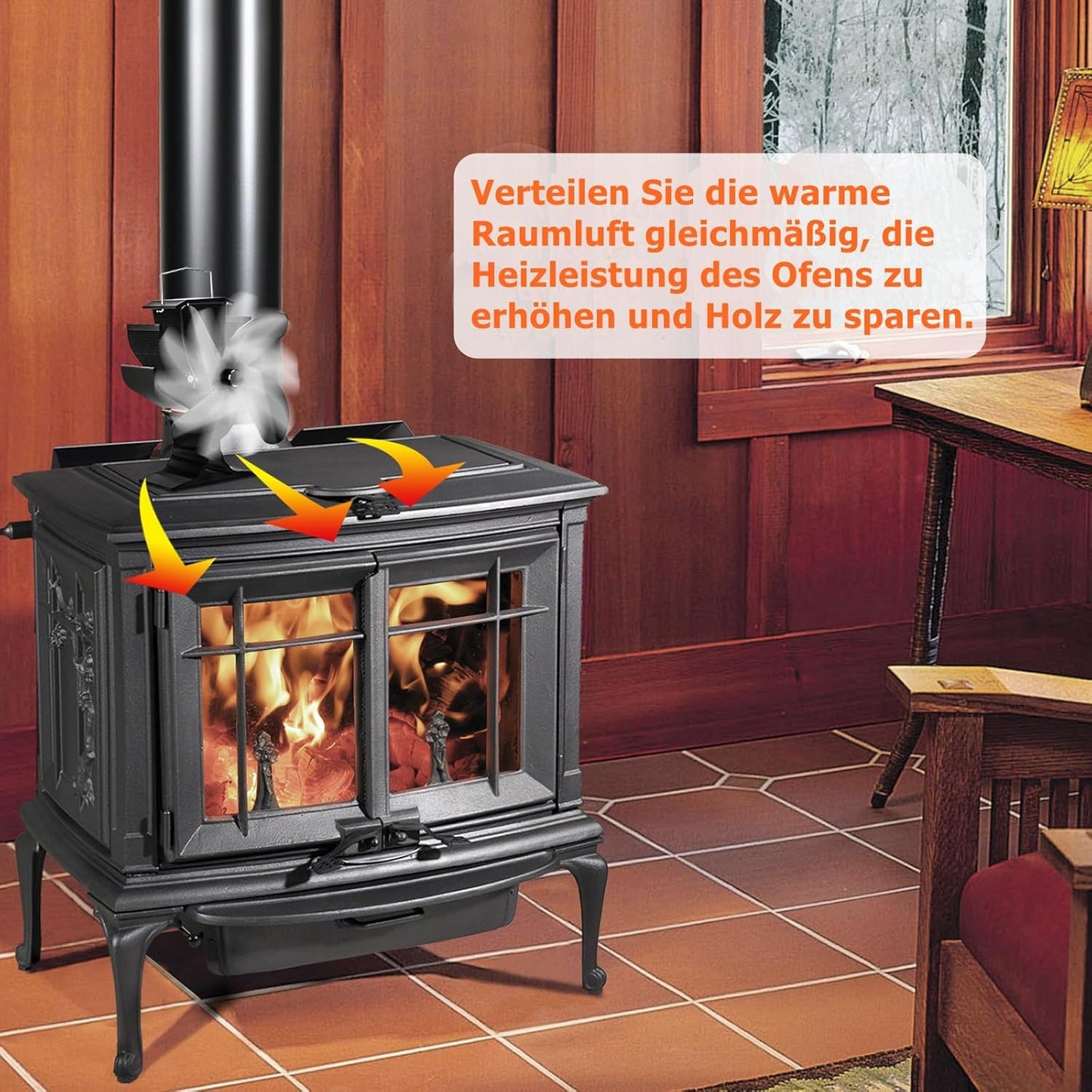 Wärmebetriebener Kaminventilator, Sechs-Blättern