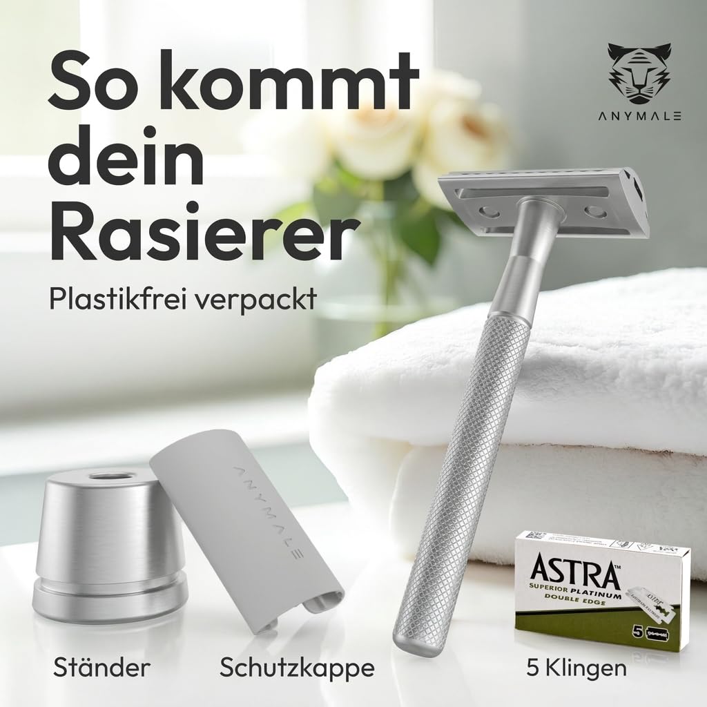 Rasierhobel Set mit Ständer, 4. Silver