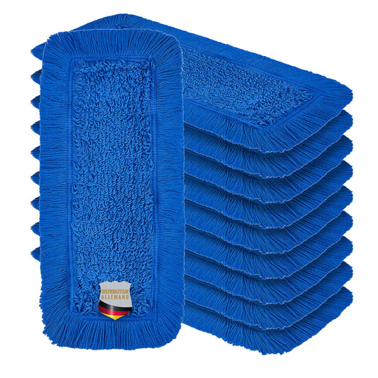 10er-Set Wischmoppbezüge für Trocken- & Nassreinigung, 50 cm Bezug Blau