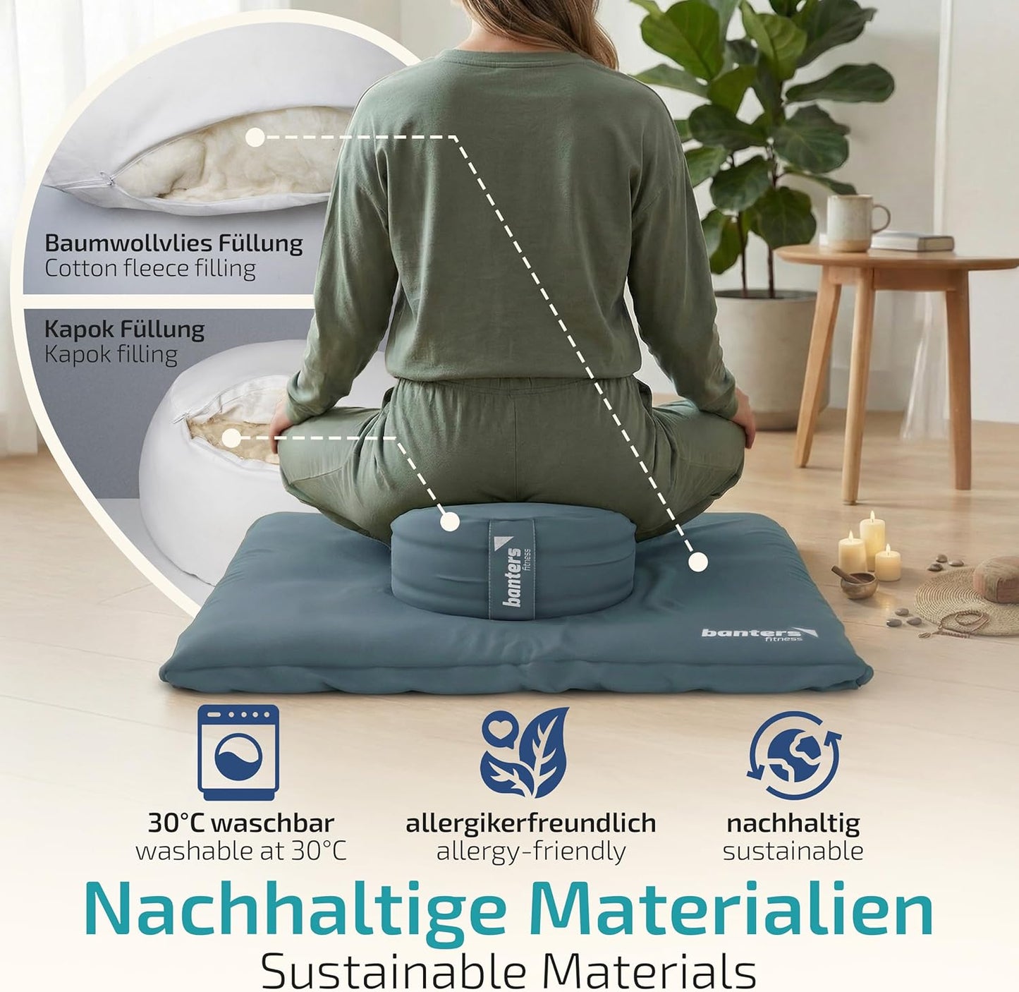 Meditationskissen-Set, Blau