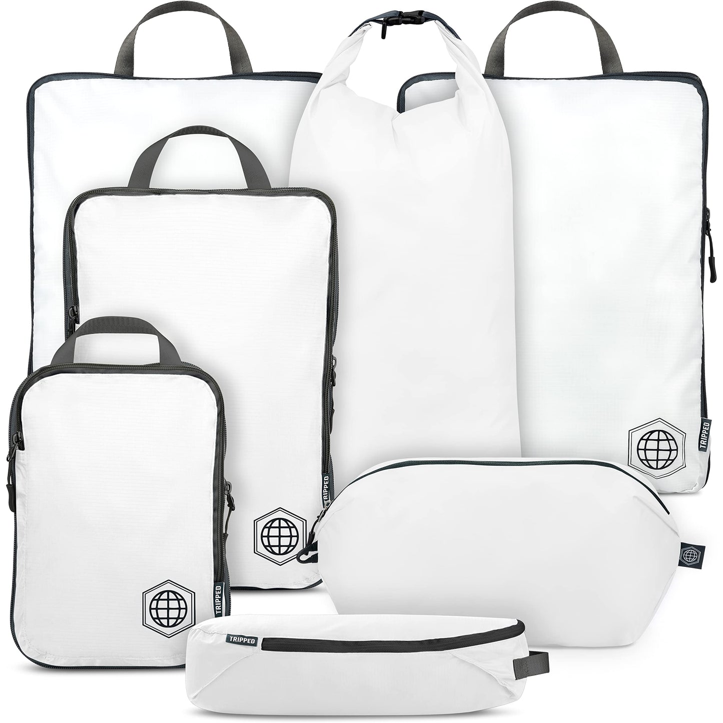 Kompressions-Verpackungswürfel-Set, Weiss/Grau