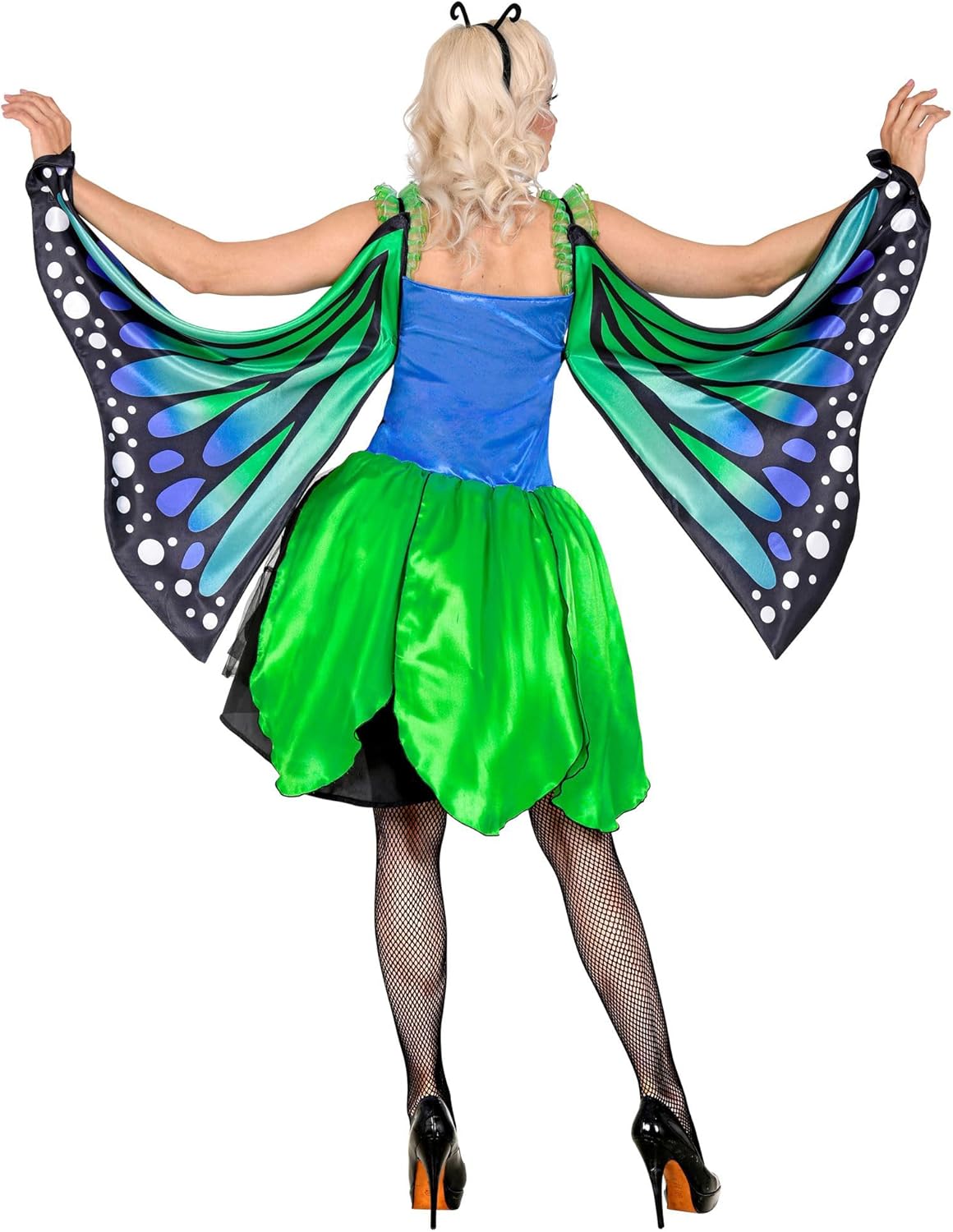 Schmetterling (Kleid mit Tutu, Flügel, Antennen), XS Grün