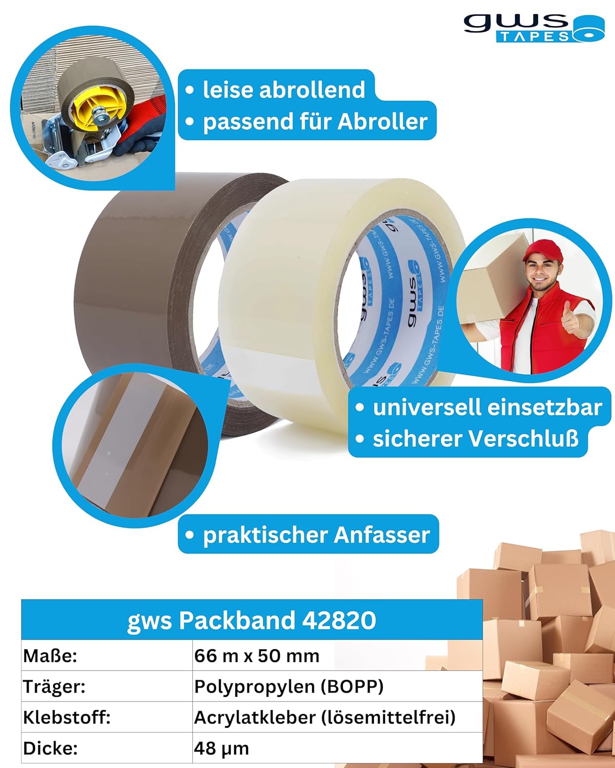 Verpackungs-Set mit Abroller & 36 Rollen Klebeband, 36 Büro/-Home Abroller 01 - Transparent