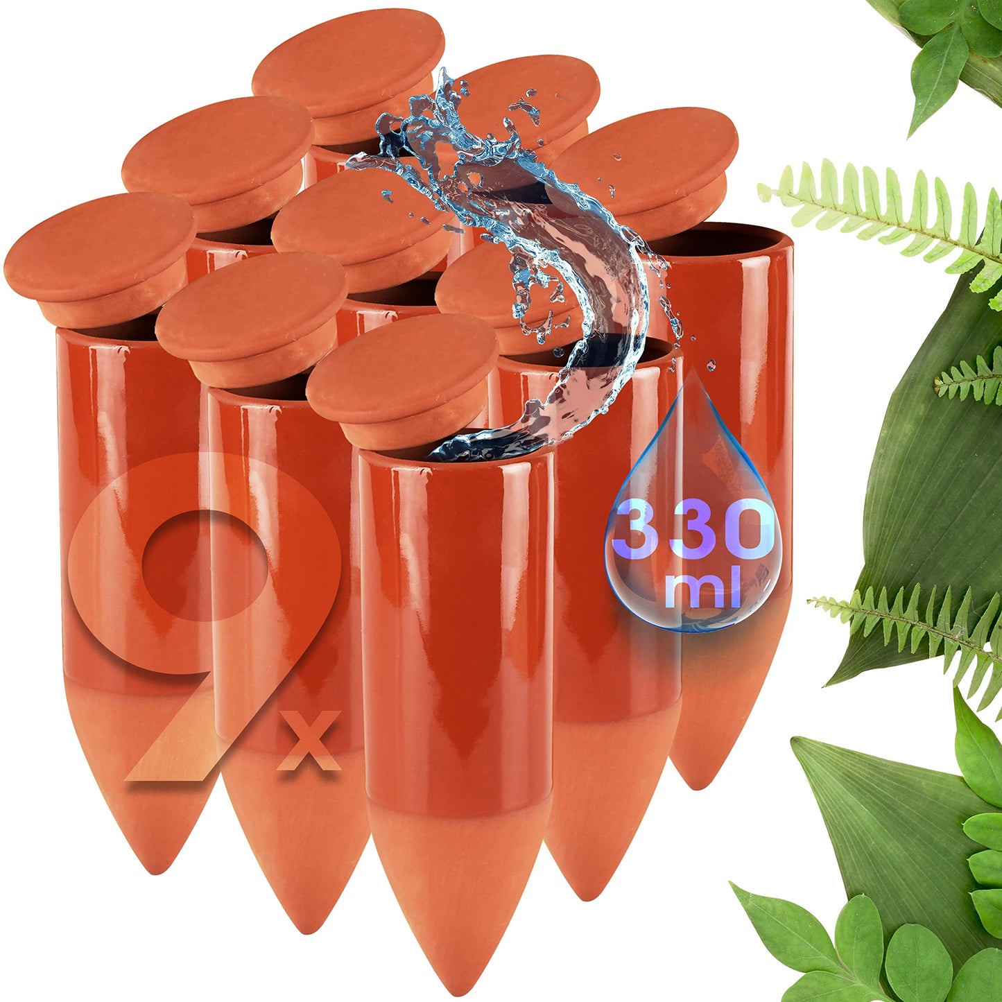 Terracotta Bewässerungshilfe-Set, 3 x 3er Set 330 ml