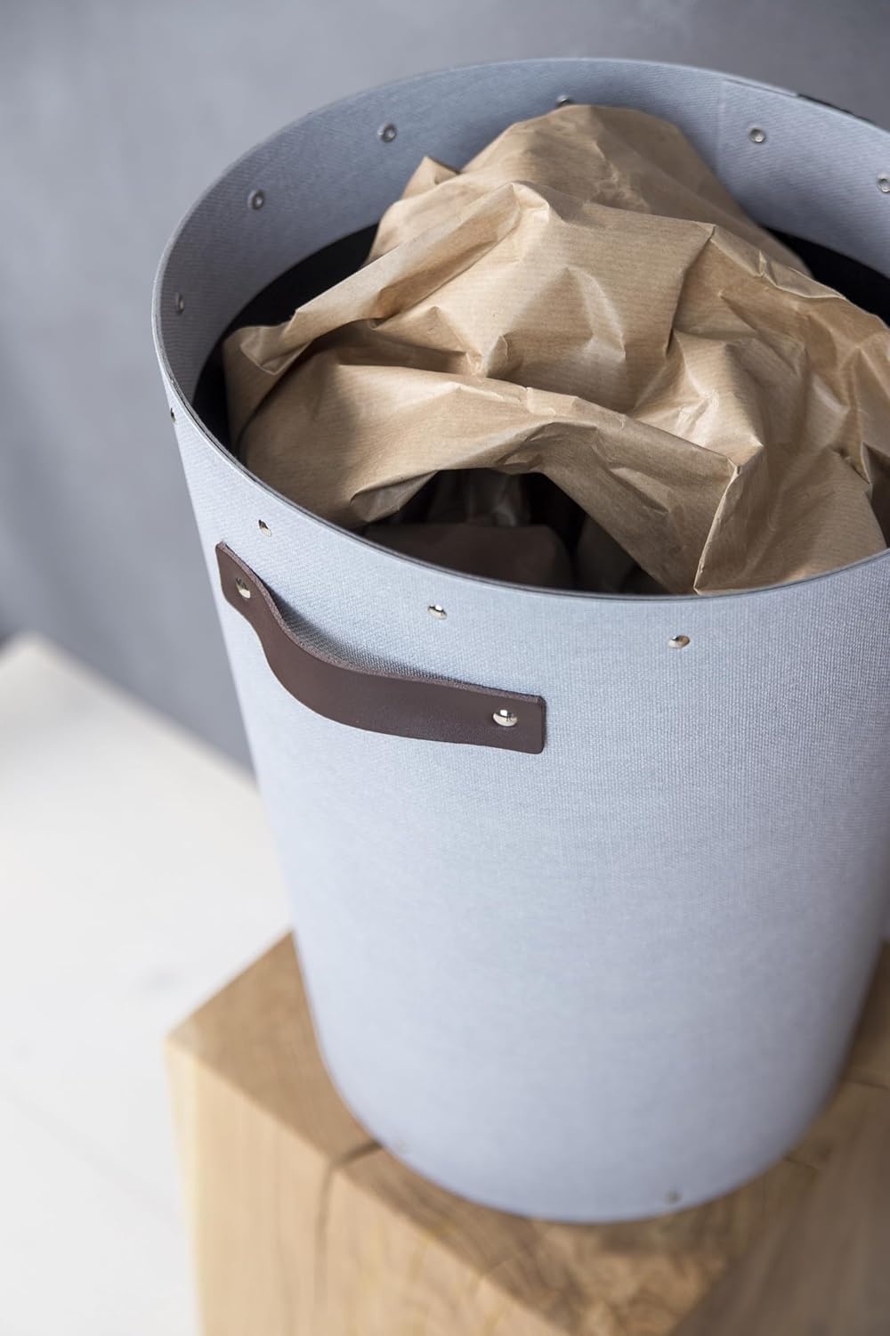 Papierkorb mit Ledergriff, Ash C62