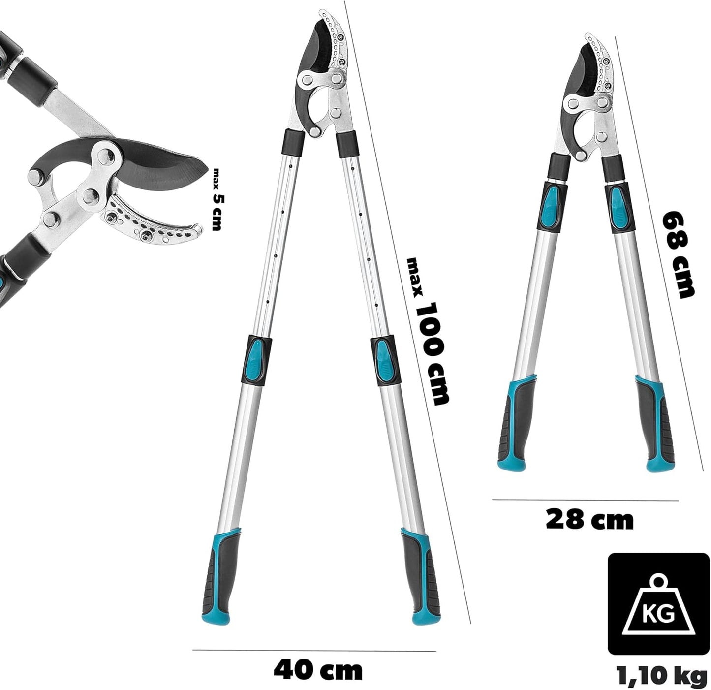 Teleskop-Astschere für dicke Äste, 68–100 Cm