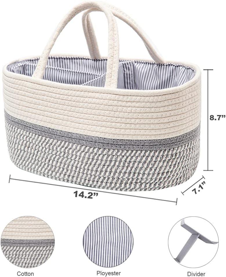 Windel Caddy Organizer mit wechselbaren Fächern, L 8 Gu Grey