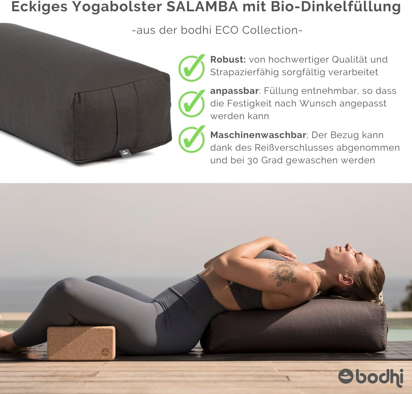 Yogabolster Salamba, waldgrün