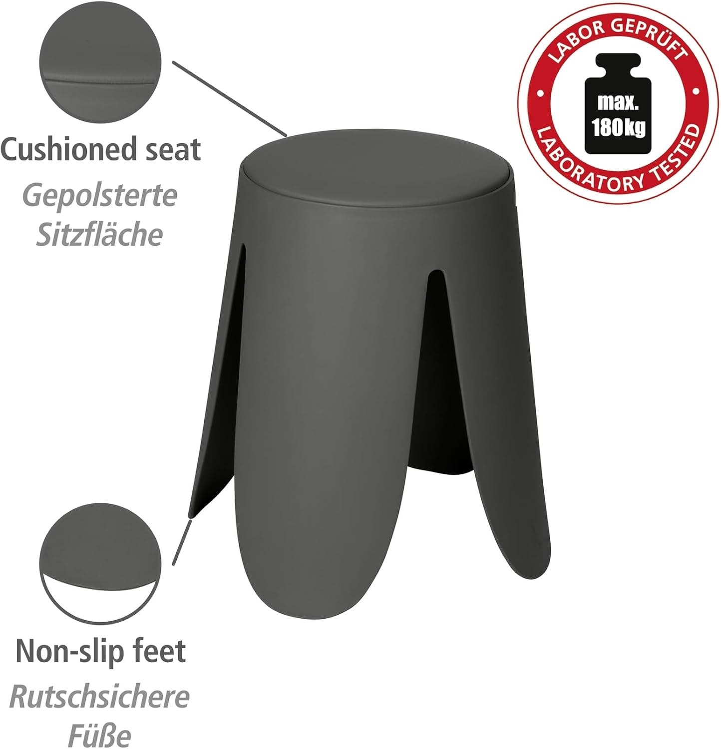 Badhocker Comiso mit gepolsterter Sitzfläche, Anthrazit