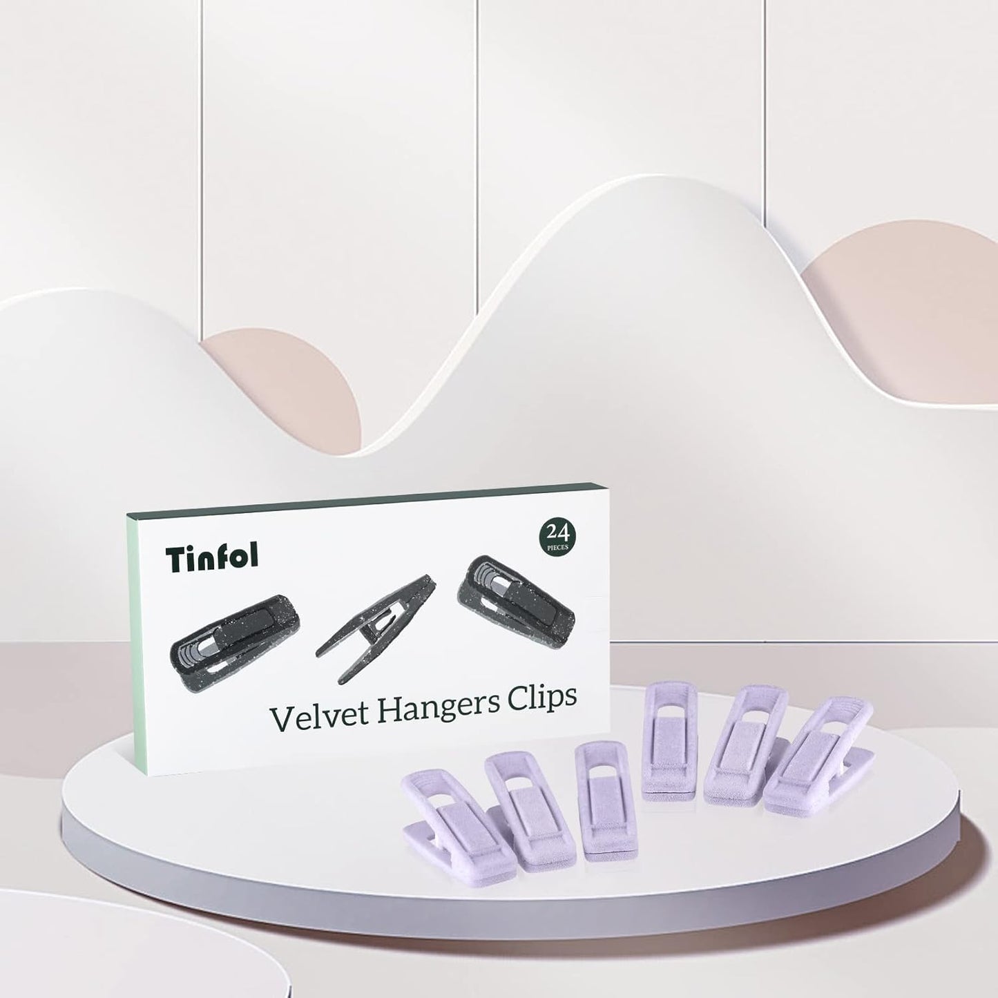 Samt-Kleiderbügel-Clips, 24pc Hellviolett