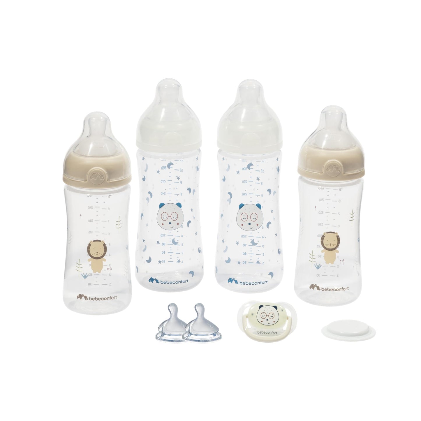Physio Air Grow-with-Me Babyflaschen, 4 Stück, Anti-Kolik, Wachse mit mir