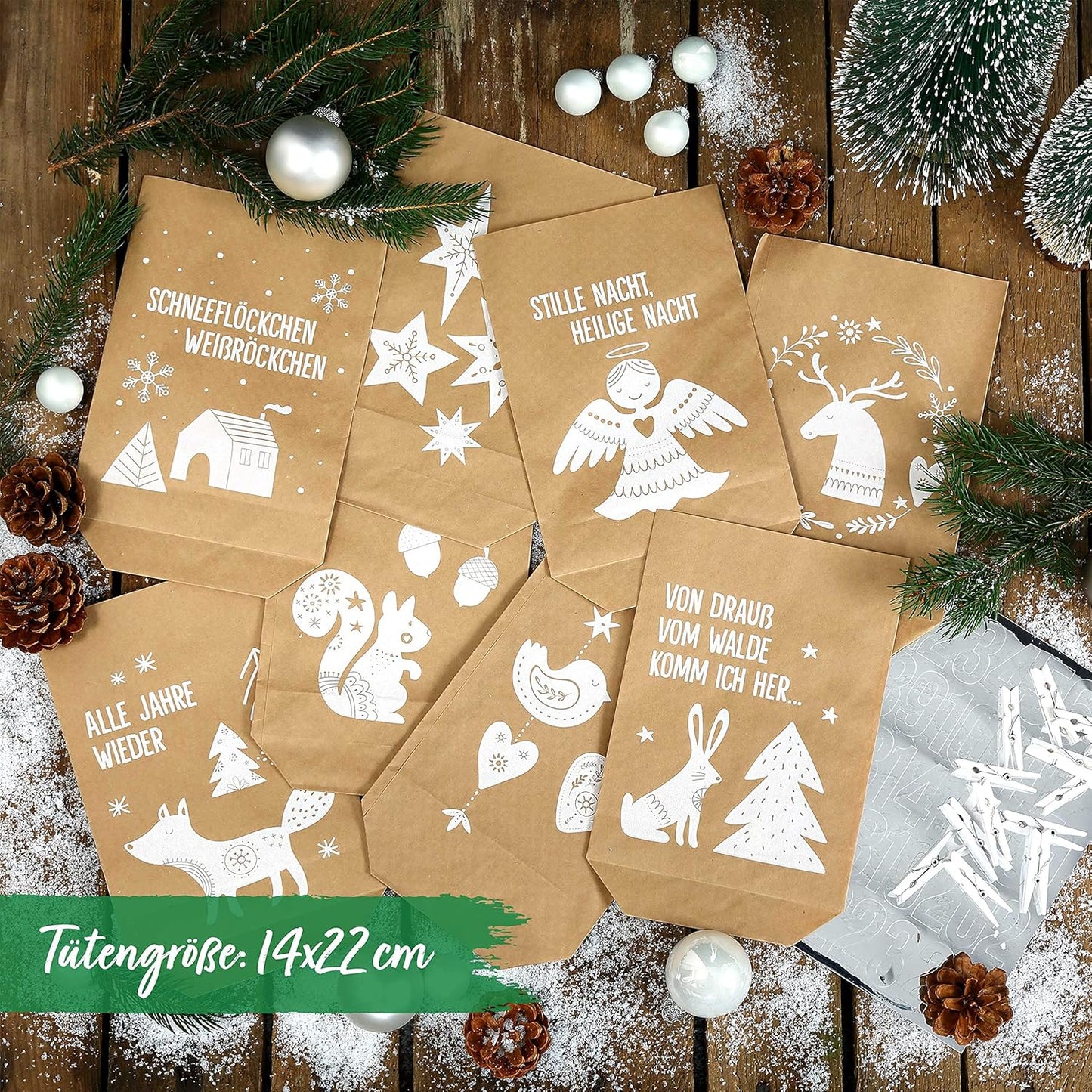 Adventskalender DIY-Bastelset, Braun Weiss