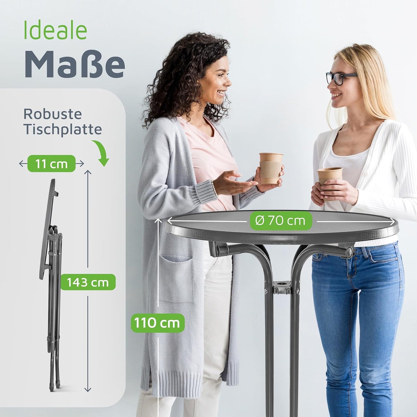Klappbarer Stehtisch Nico, Anthrazit Ø 70