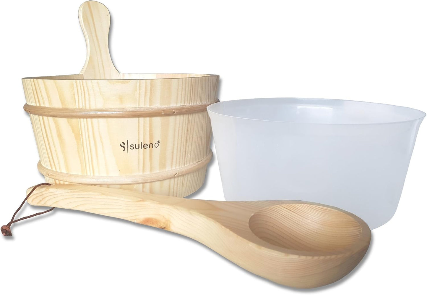 3-teiliges Sauna Set mit Saunakübel, Kunststoffeinsatz & Aufgusskelle