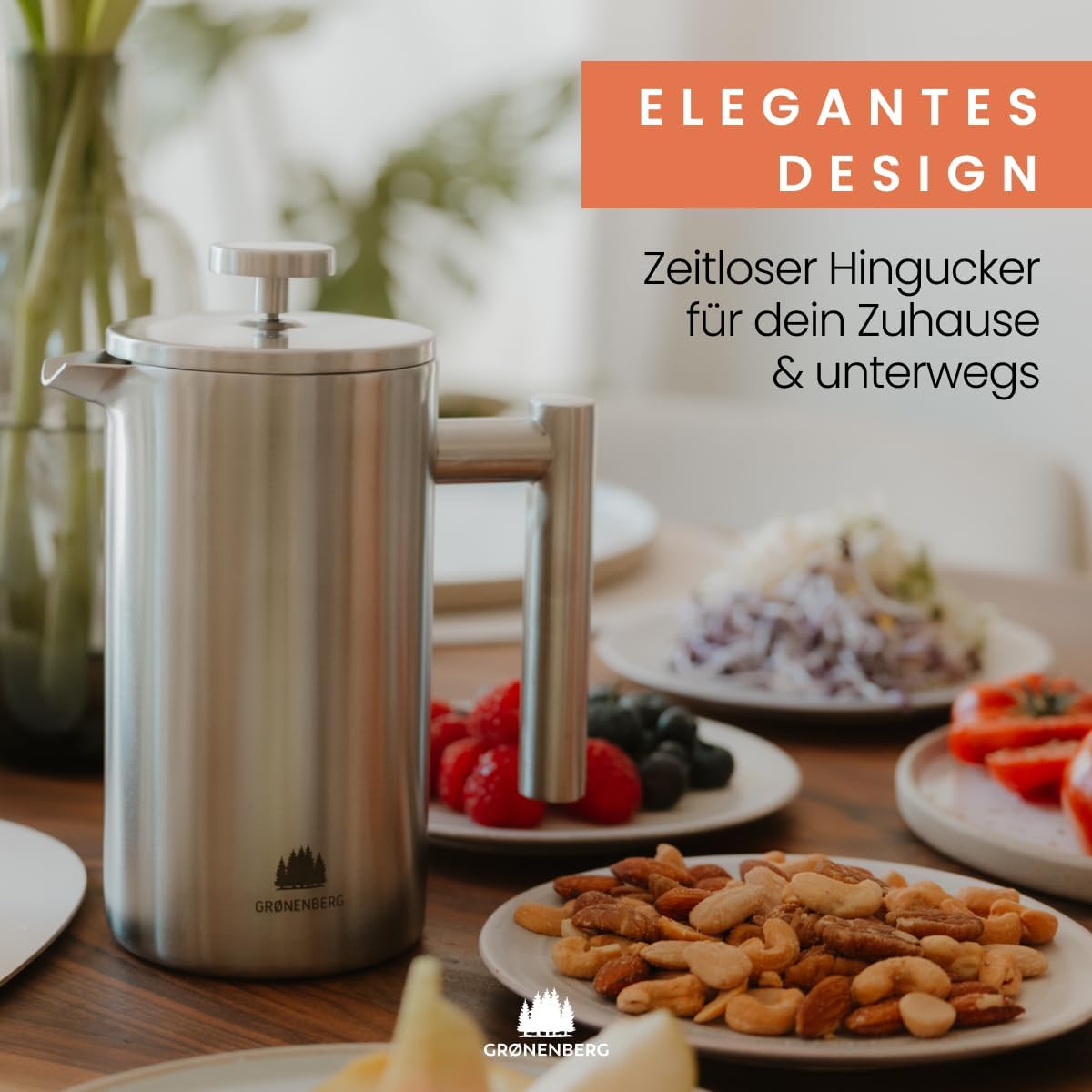 French Press Kaffeebereiter mit Thermofunktion, 1 Liter