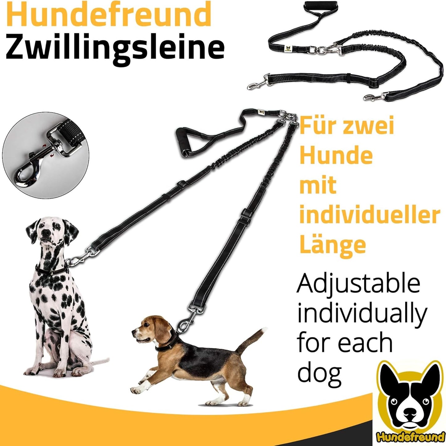 Reflektierende Zwillingshundeleine