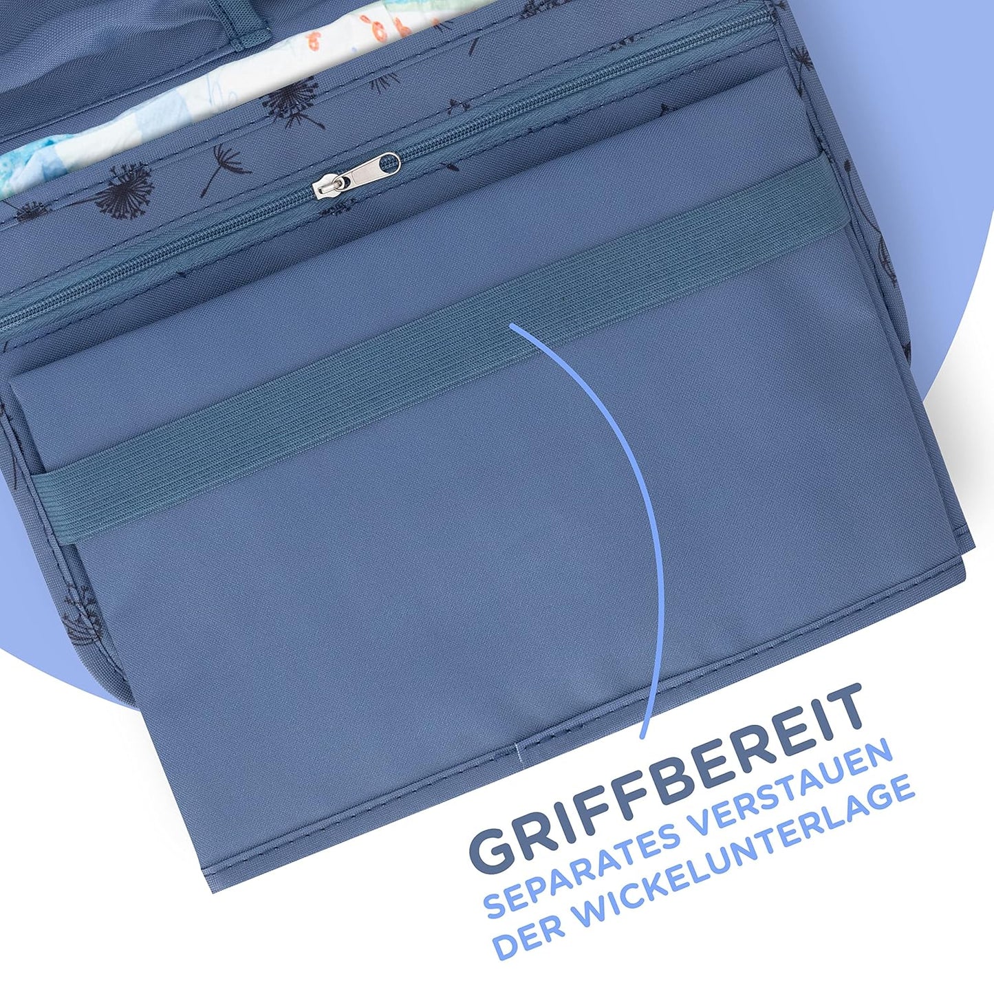 Windeltasche mit Wickelunterlage für unterwegs, Blau