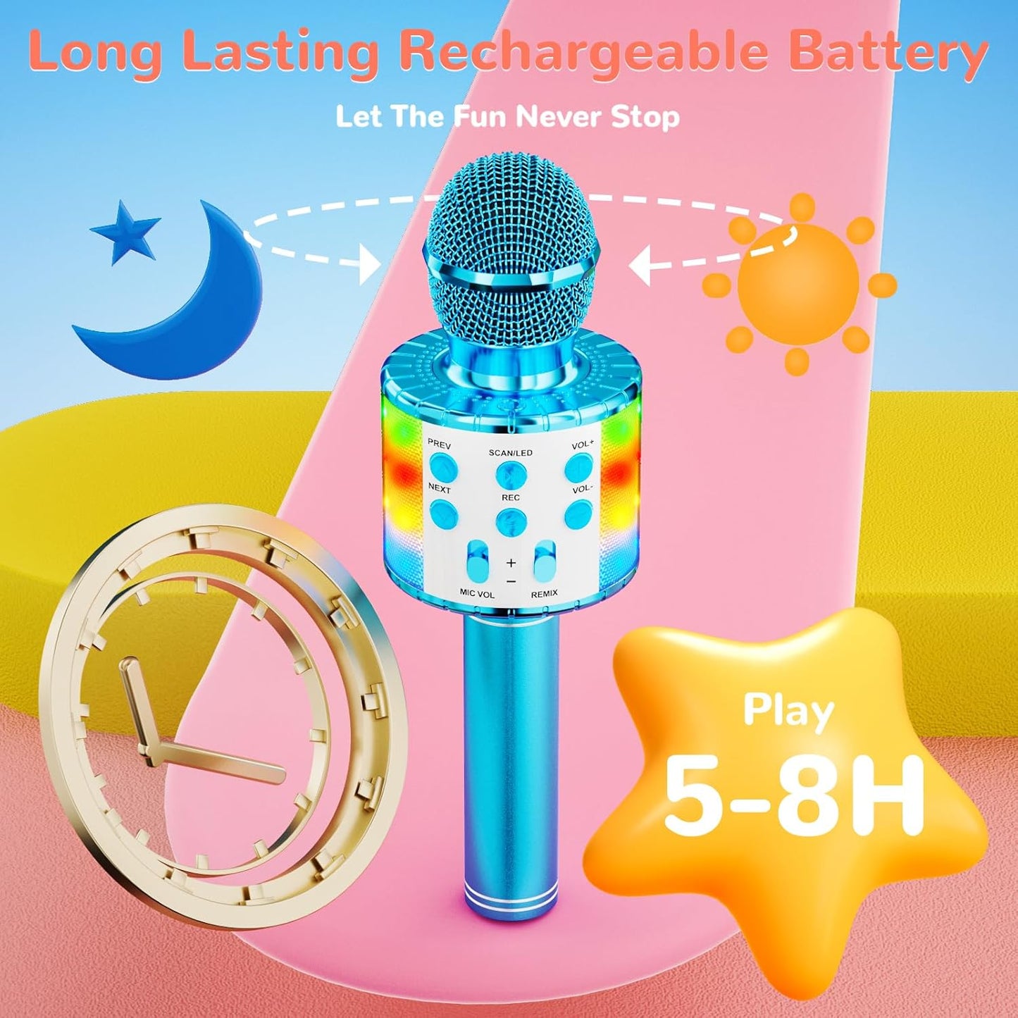 Karaoke-Mikrofon für Kinder mit Stimmenverzerrer, Blau