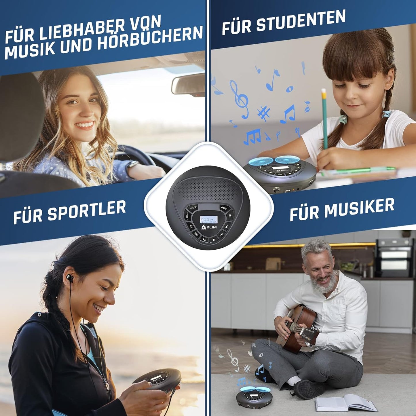 Tragbarer CD-Player mit Lautsprecher, Without Bluetooth