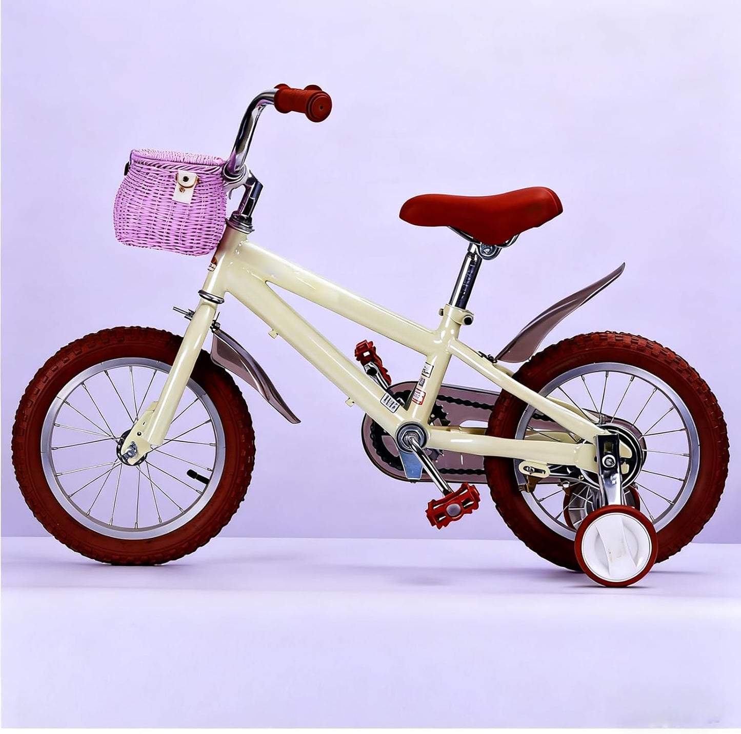 Abnehmbarer Kinderfahrradkorb, Rattan-Design, Violett