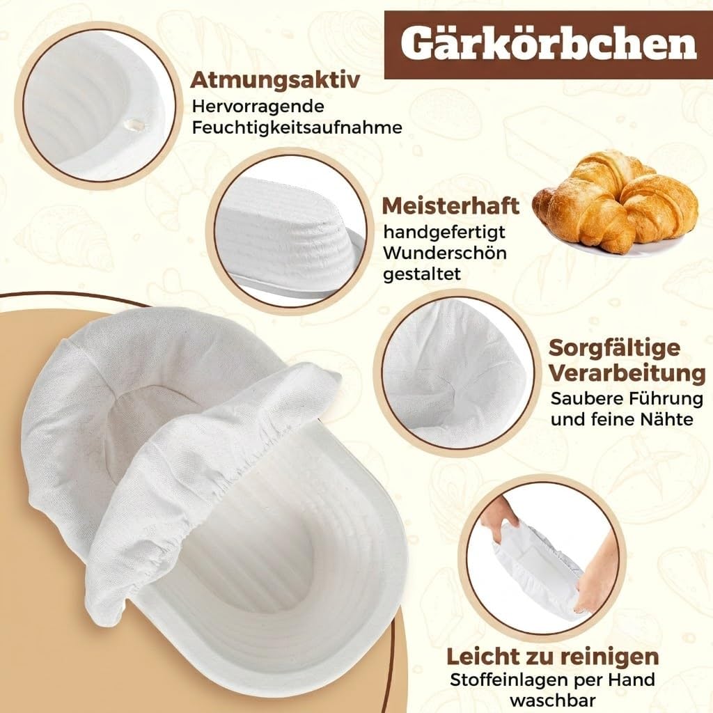 Gärkörbe für Sauerteigbrot, 2 Stück