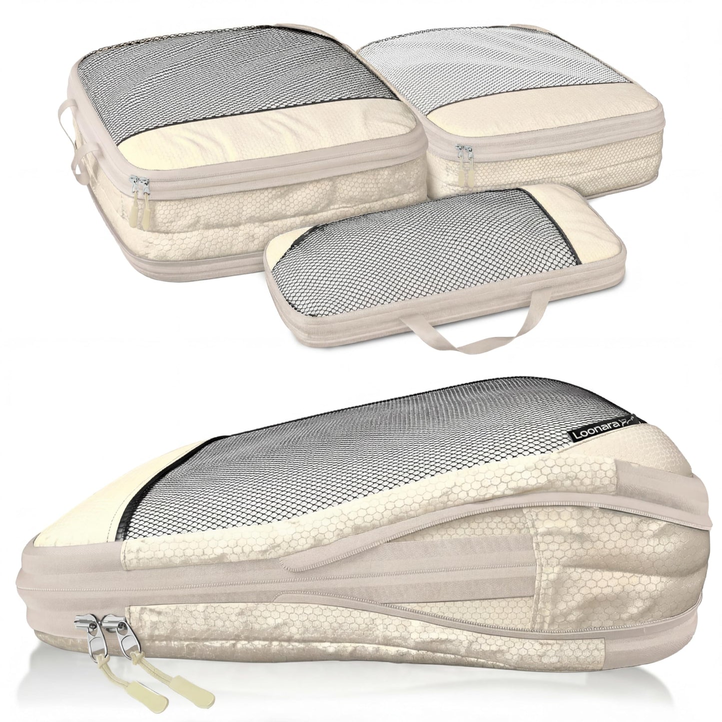 3-teiliges Packwürfel-Set, Desert Whisper - Beige 3-teilig