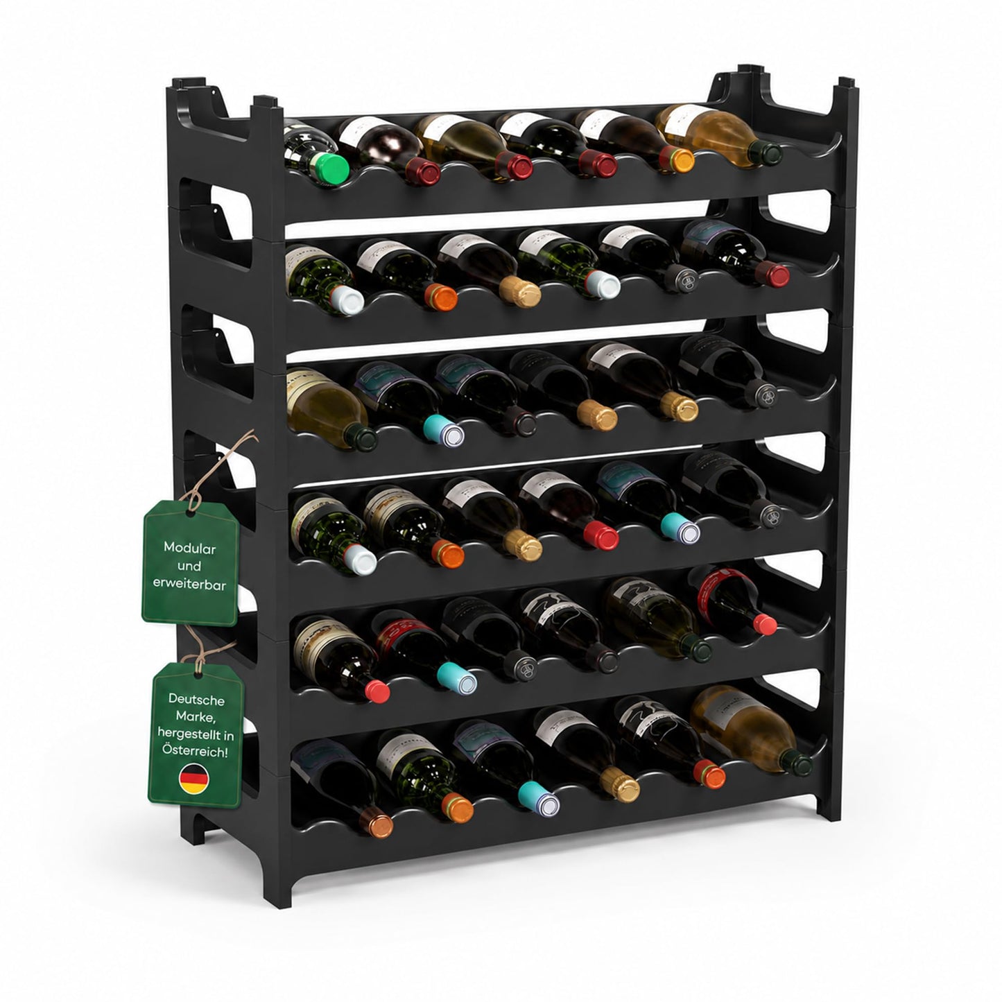 Weinregal für 36 Flaschen, Schwarz 36 Flaschen