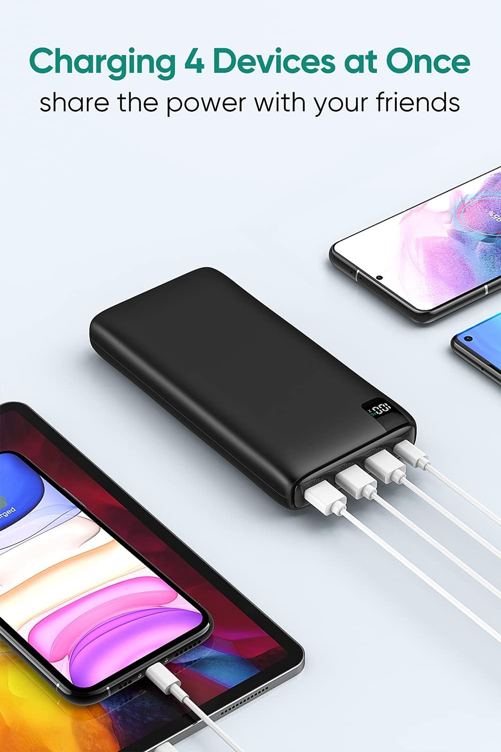 Powerbank B02P mit Power Delivery und 4 Ports, Schwarz