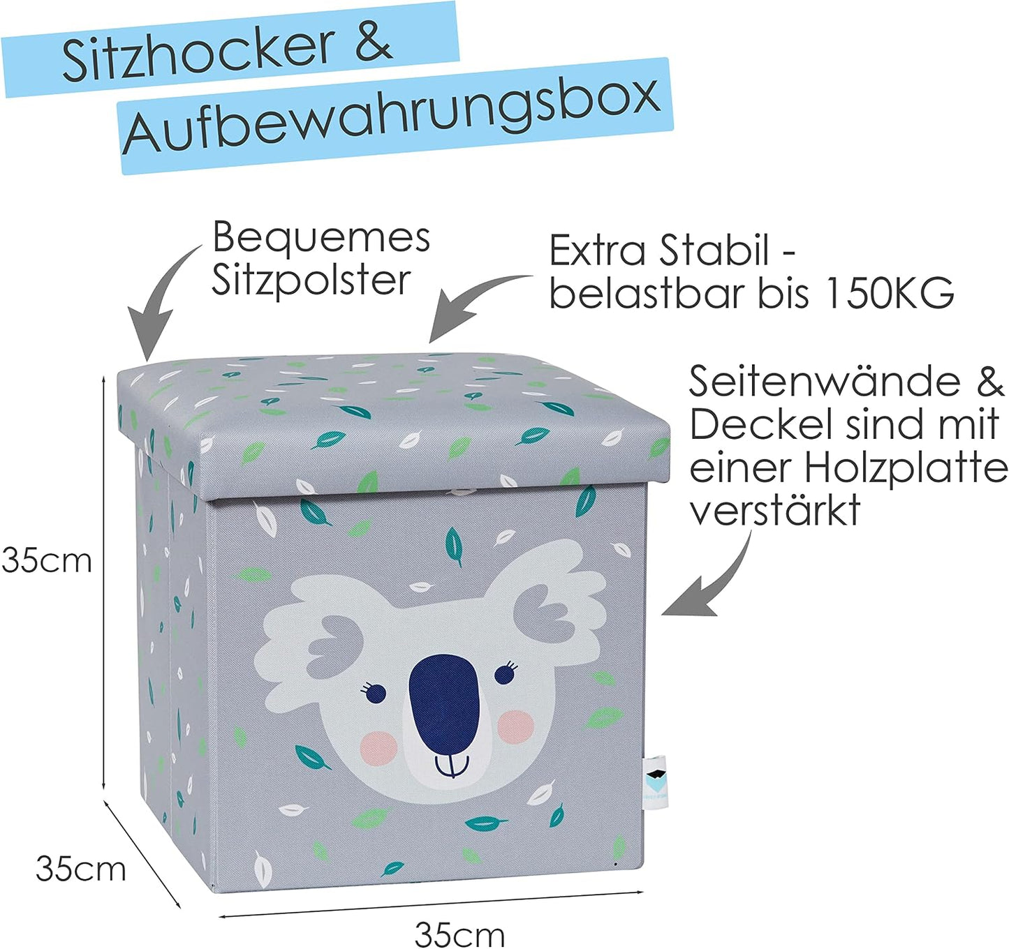 Happy Kids Sitzhocker mit Stauraum, Koala