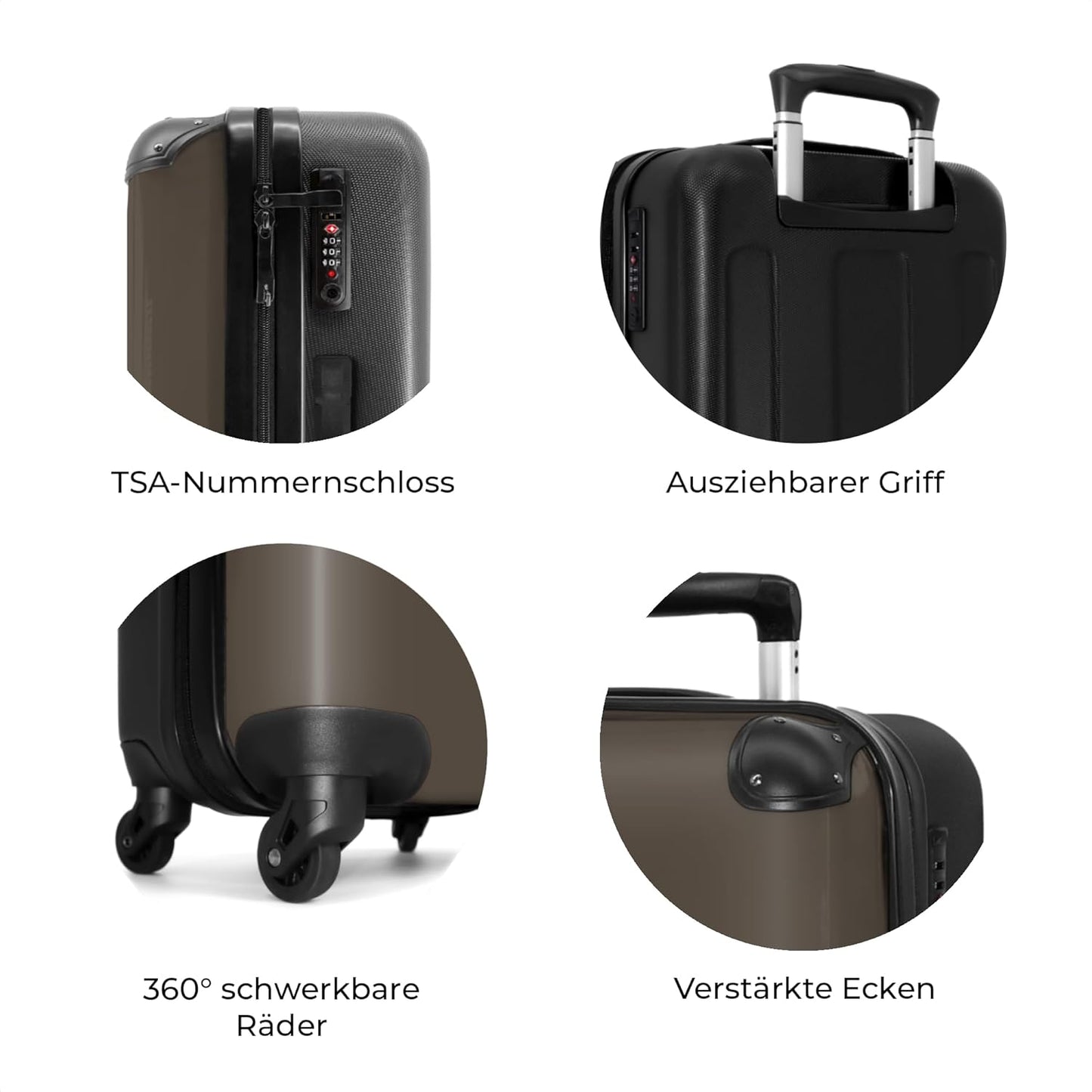 Mittelgrosser Hartschalenkoffer mit 4 Rollen, Unifarben - Braun Mittelgross