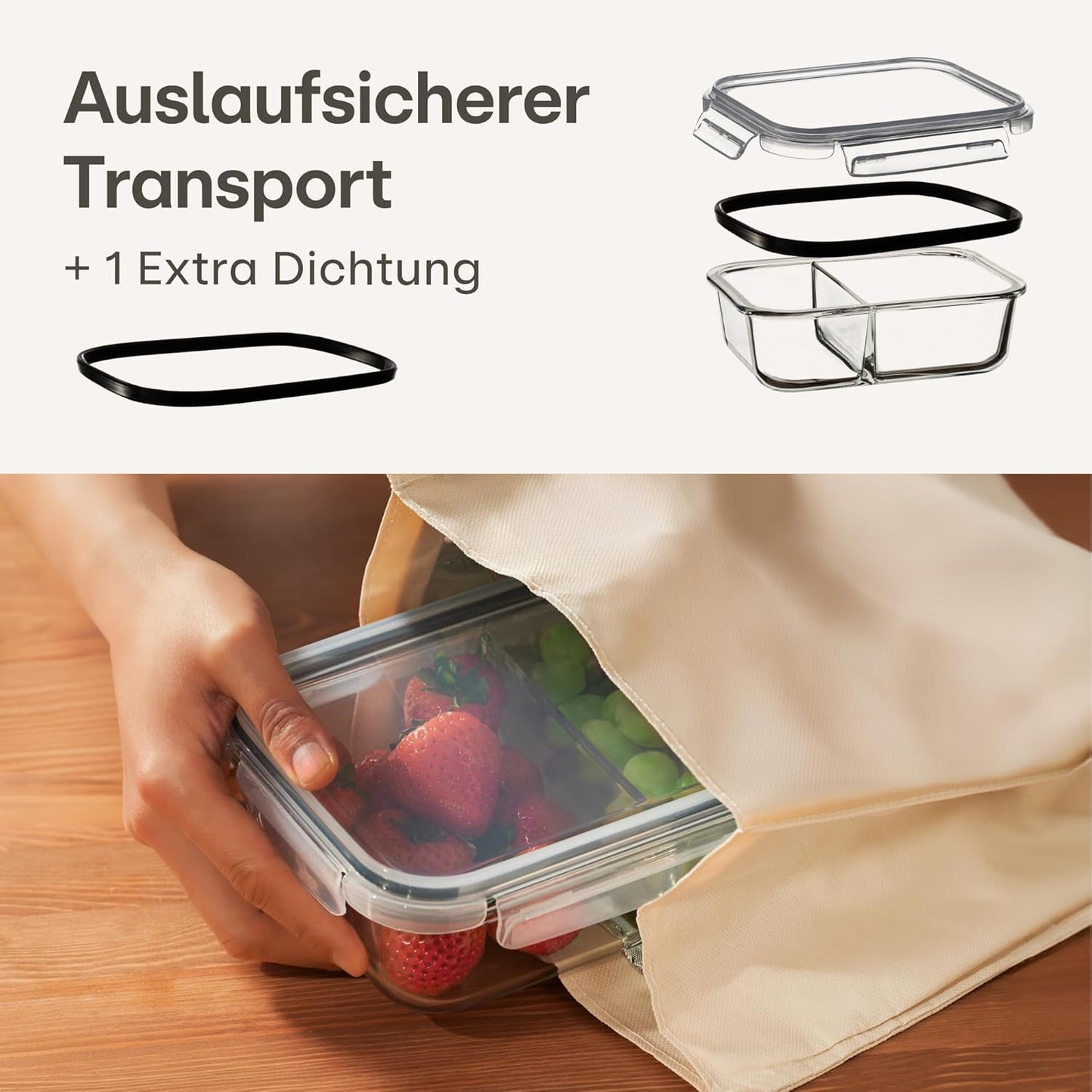 2er-Set Vorratsdose mit 2 Fächern, 2x mit 2 Fächern