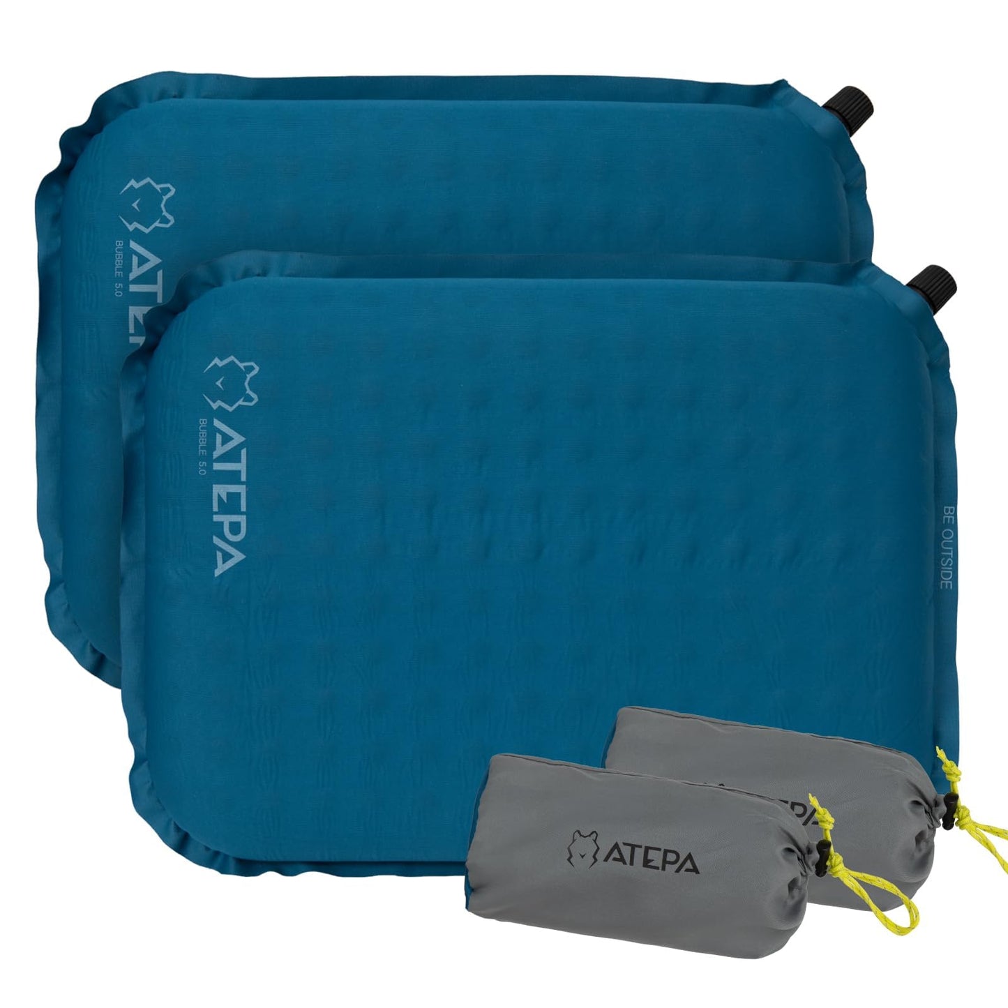 Selbstaufblasendes Sitzkissen-Set, Blau 2er Pack 38 x 28 x 5 cm