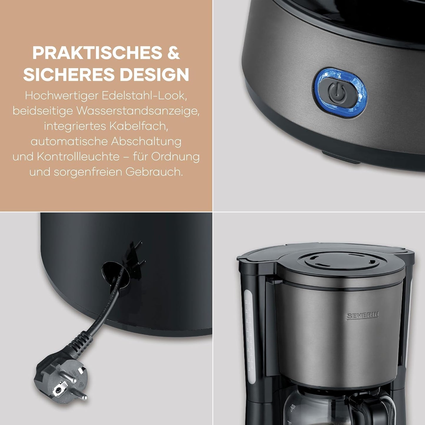 KA 9340 Filterkaffeemaschine, Dark Inox Glaskanne