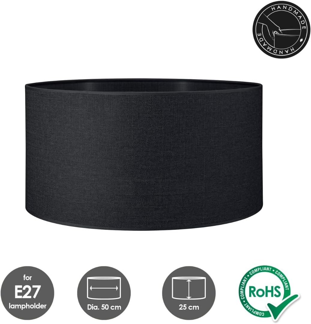 Lampenschirm für E27 Fassungen, Anthrazit Schwarz 50cm durchmesser 25cm höhe