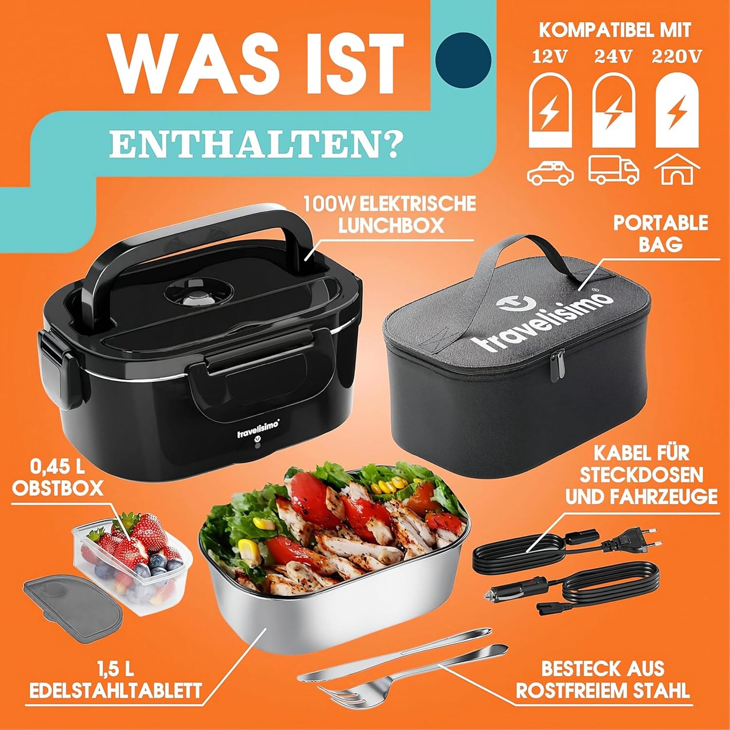 Elektrische Lunchbox, Schwarz