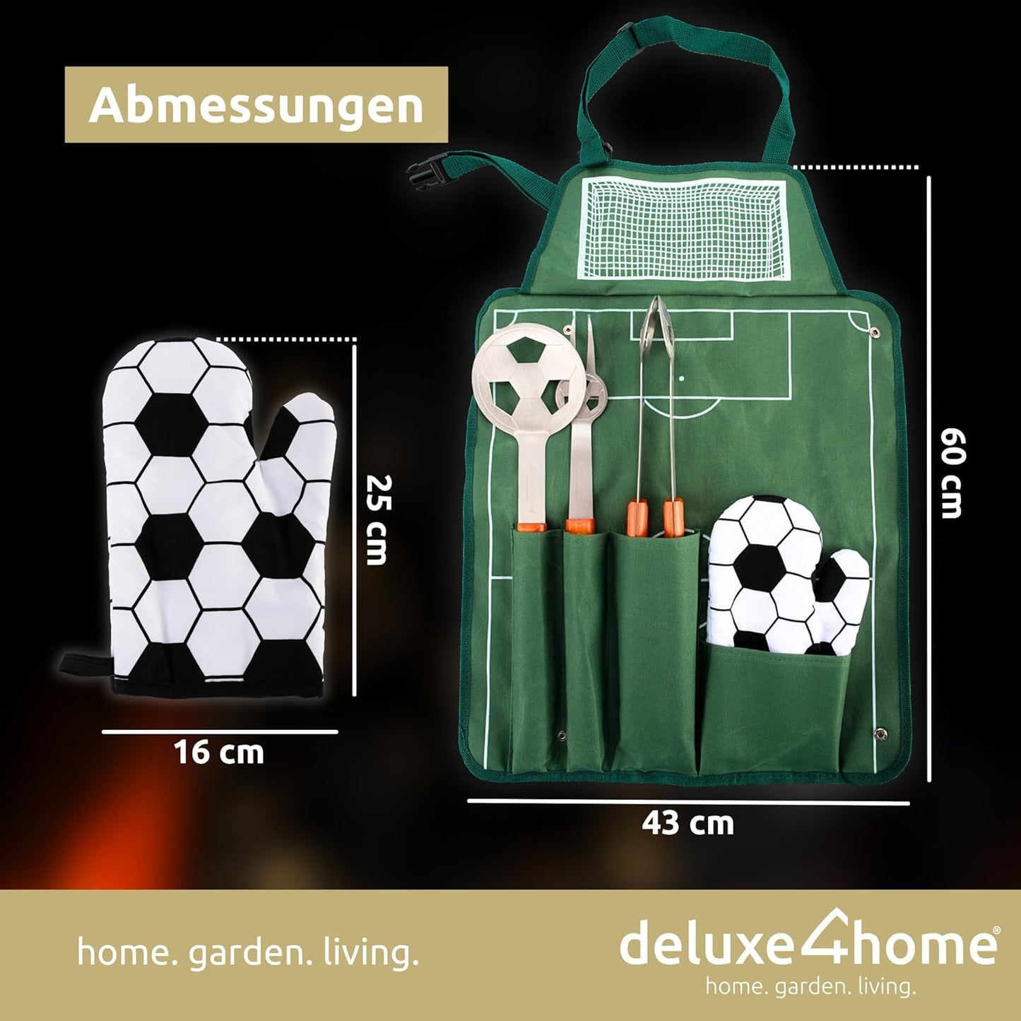 5-teiliges Grillbesteck im Fussball-Look