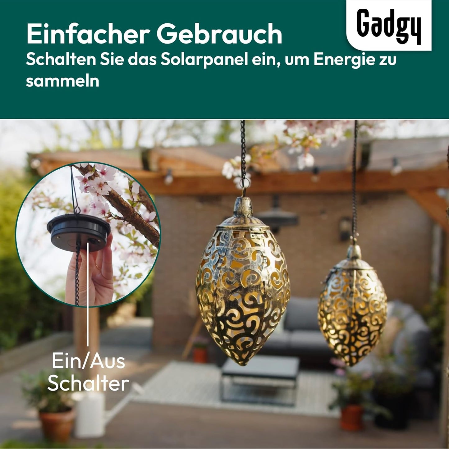 2er-Set Orientalische Solarhängelaternen, Eichel